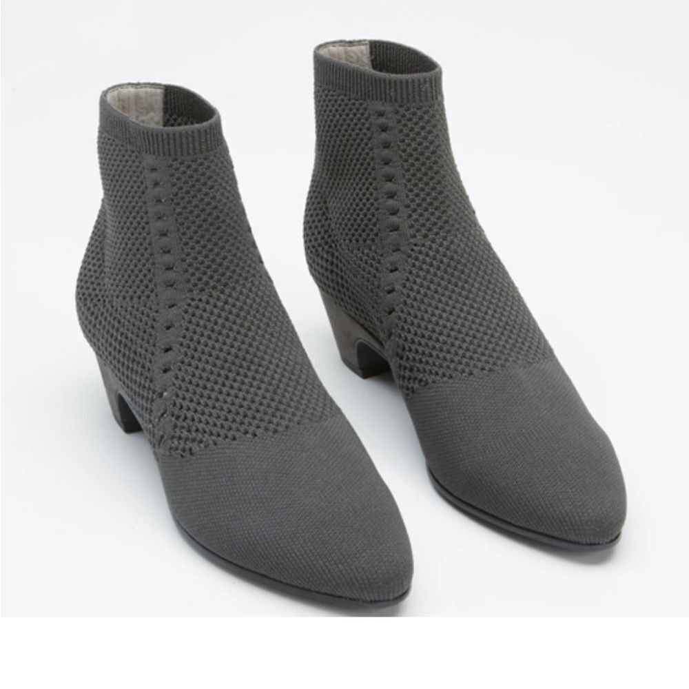 Eileen Fisher Honey Stretch Knit Bootie Block Heel  Graphite